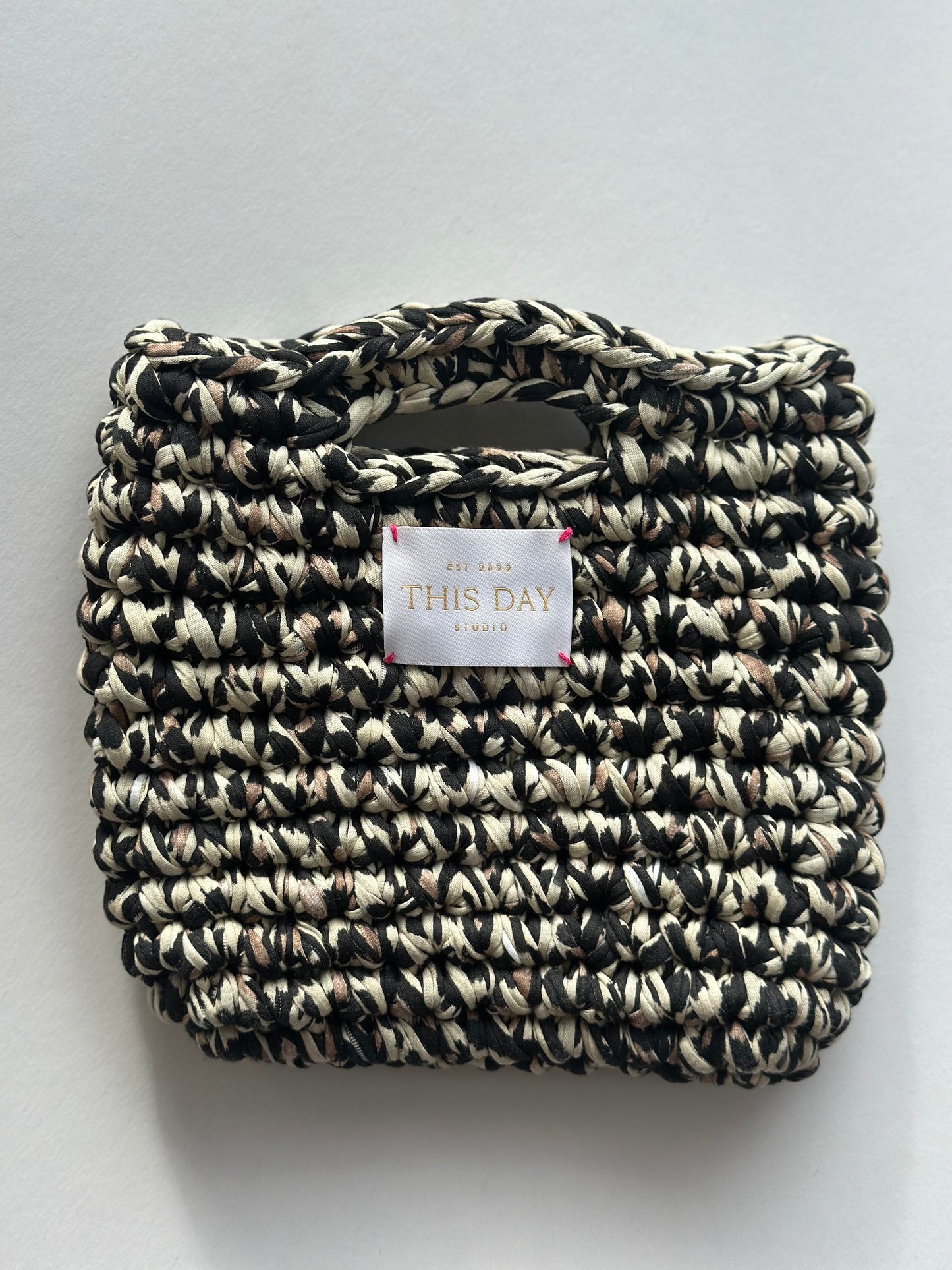 Handmade Leopard Print Crochet Bag - Midnight Wild | Limited Edition | Small Ethical Brand