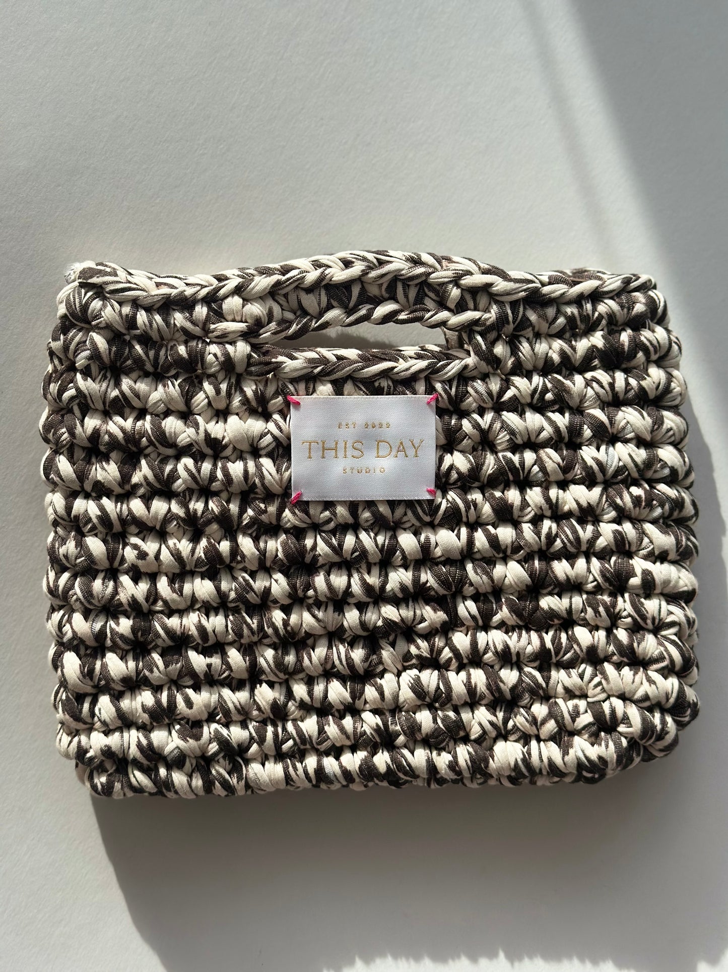 Handmade Leopard Print Crochet Bag | Sustainable Fashion | Recycled Yarn