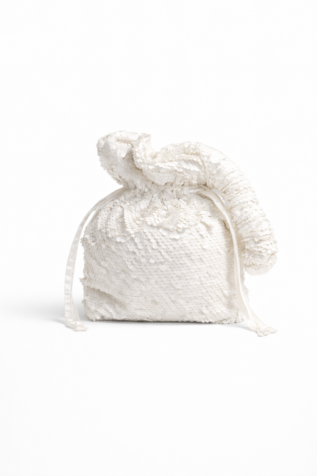 The Aura Blanco | Sequin Drawstring Bag