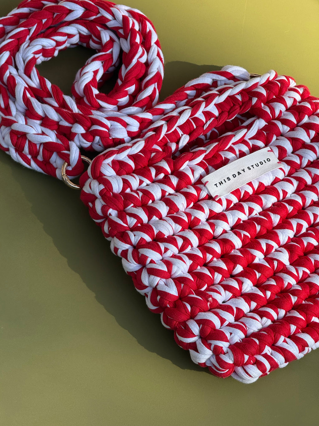 Red & White Crochet Bag – Clutch & Shoulder Bag in One