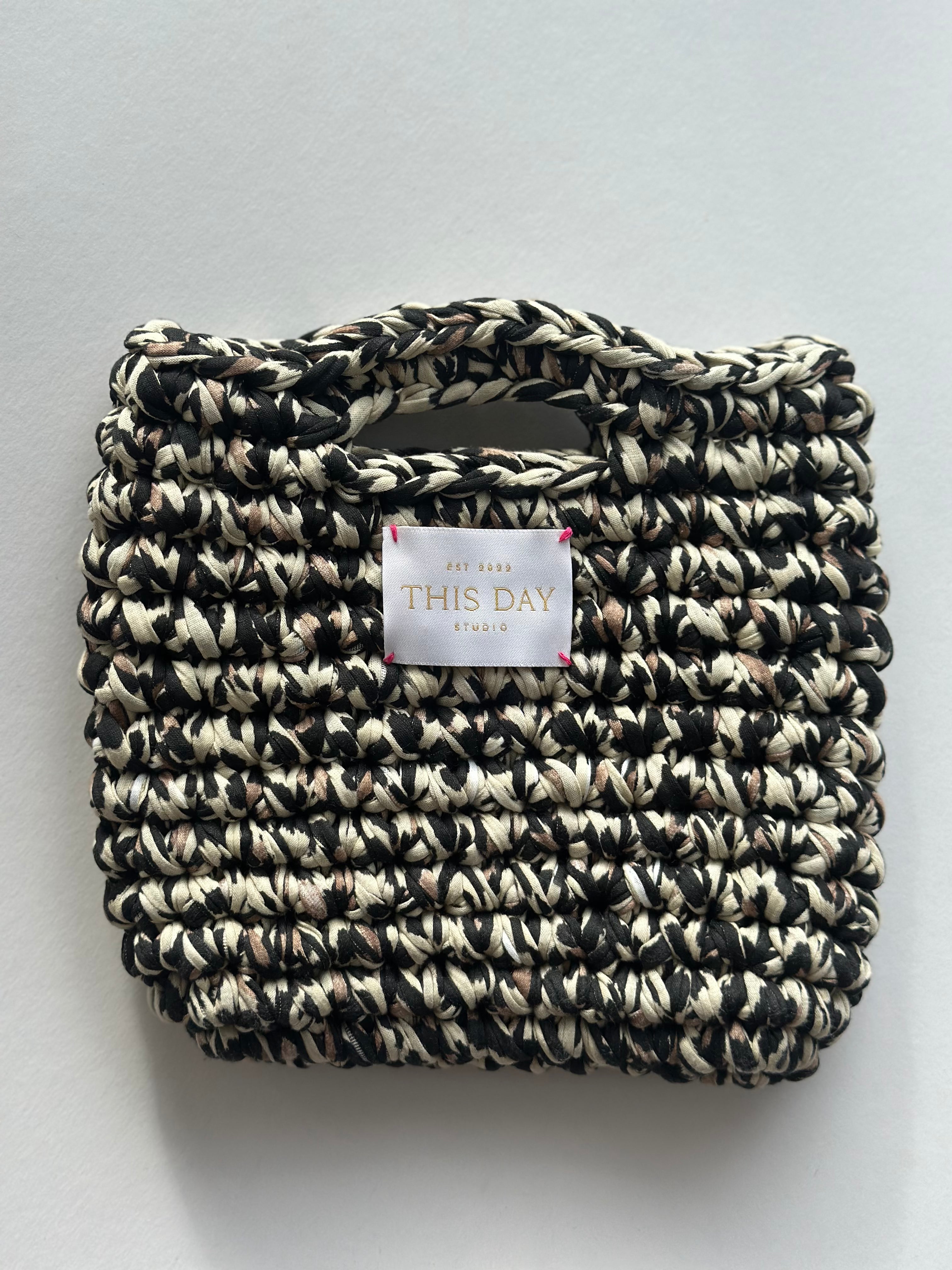 Handmade Leopard Print Crochet Bag