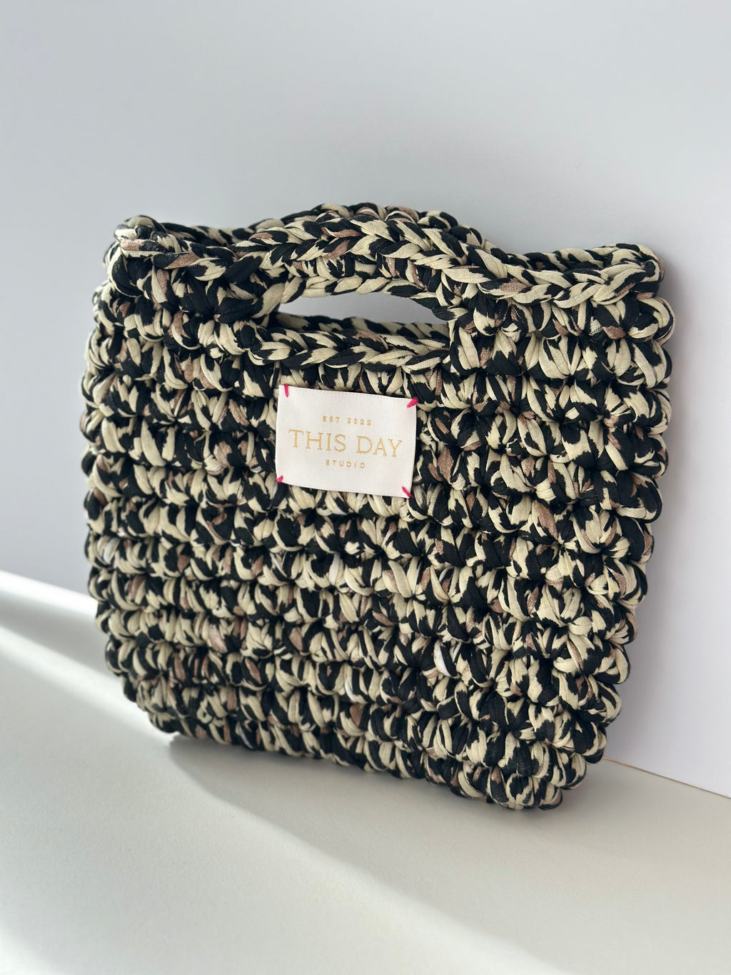 Handmade Leopard Print Crochet Bag