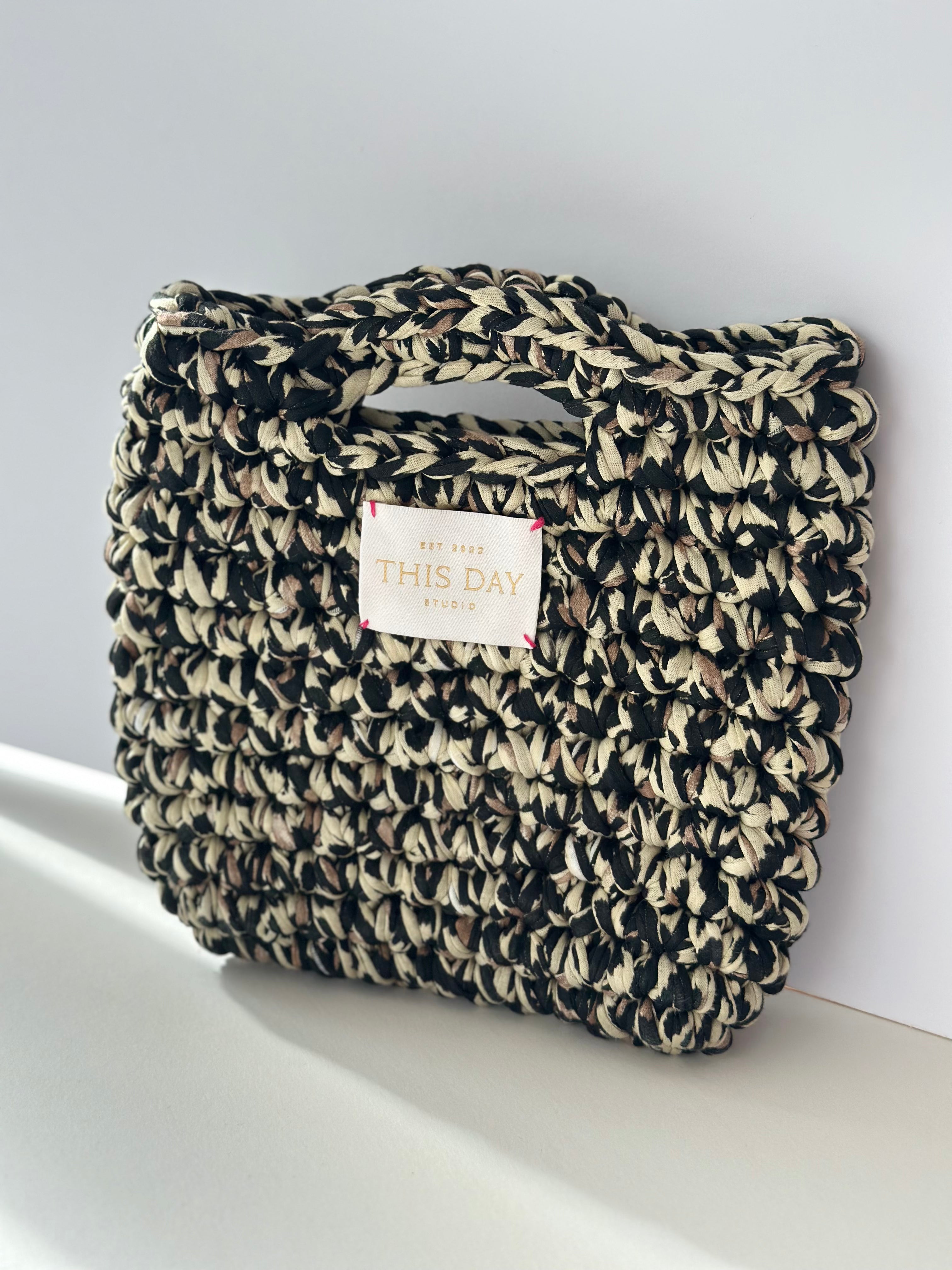 Handmade Leopard Print Crochet Bag