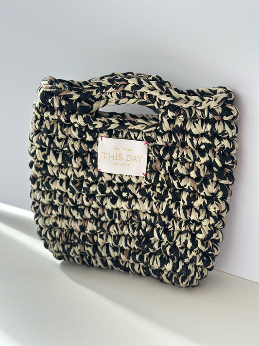 Handmade Leopard Print Crochet Bag - Midnight Wild | Limited Edition | Small Ethical Brand