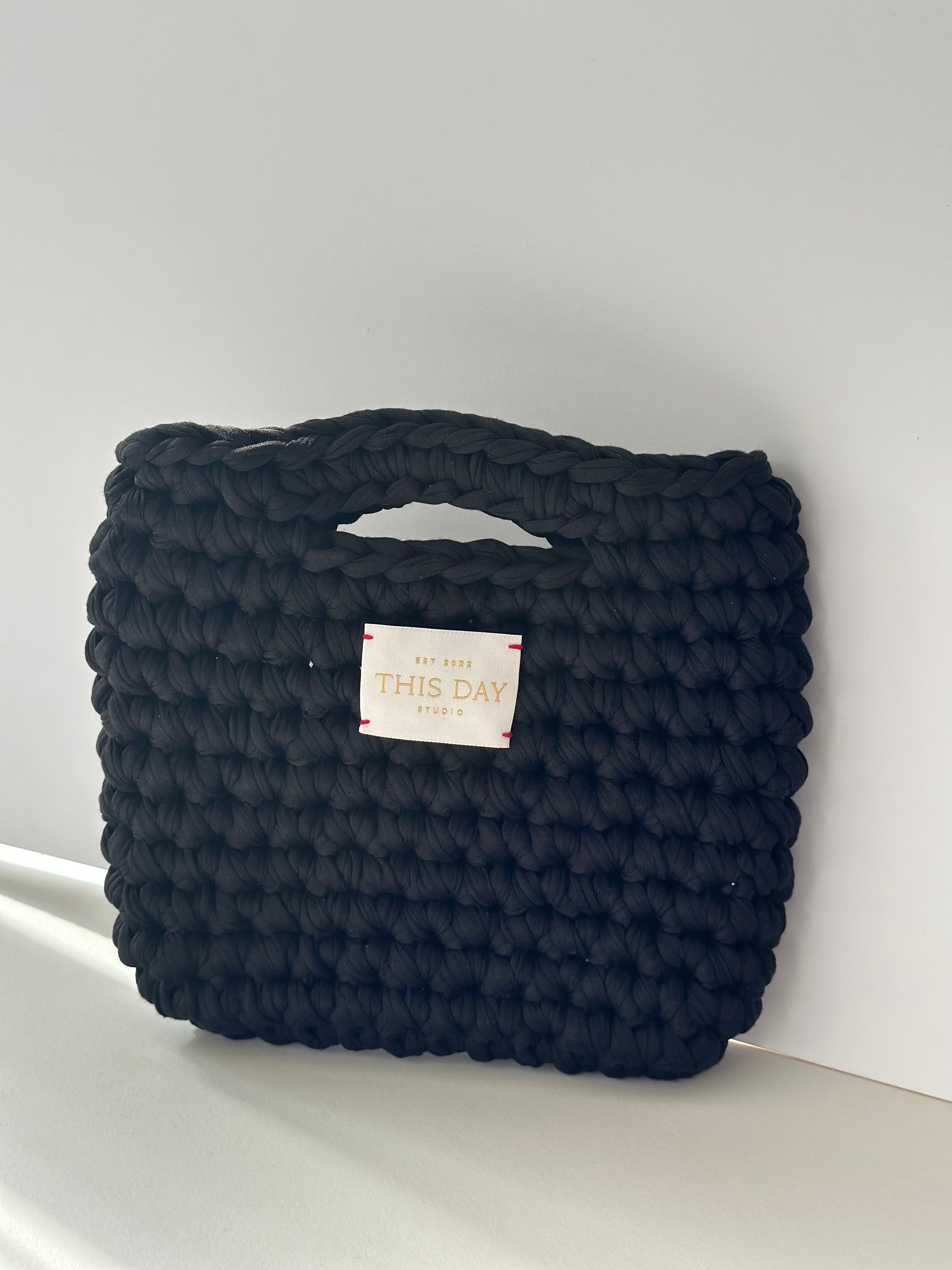 Handmade Black Crochet Bag