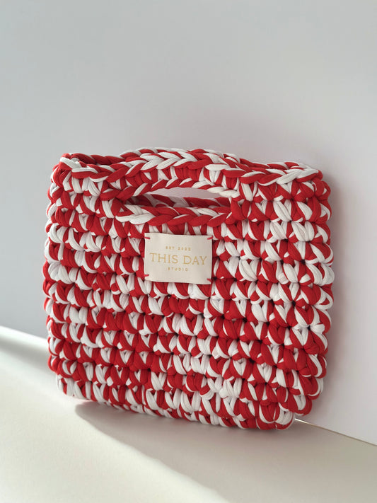 Handmade Crochet Bag - Red Rouge & White | Limited Edition | Small Ethical Brand
