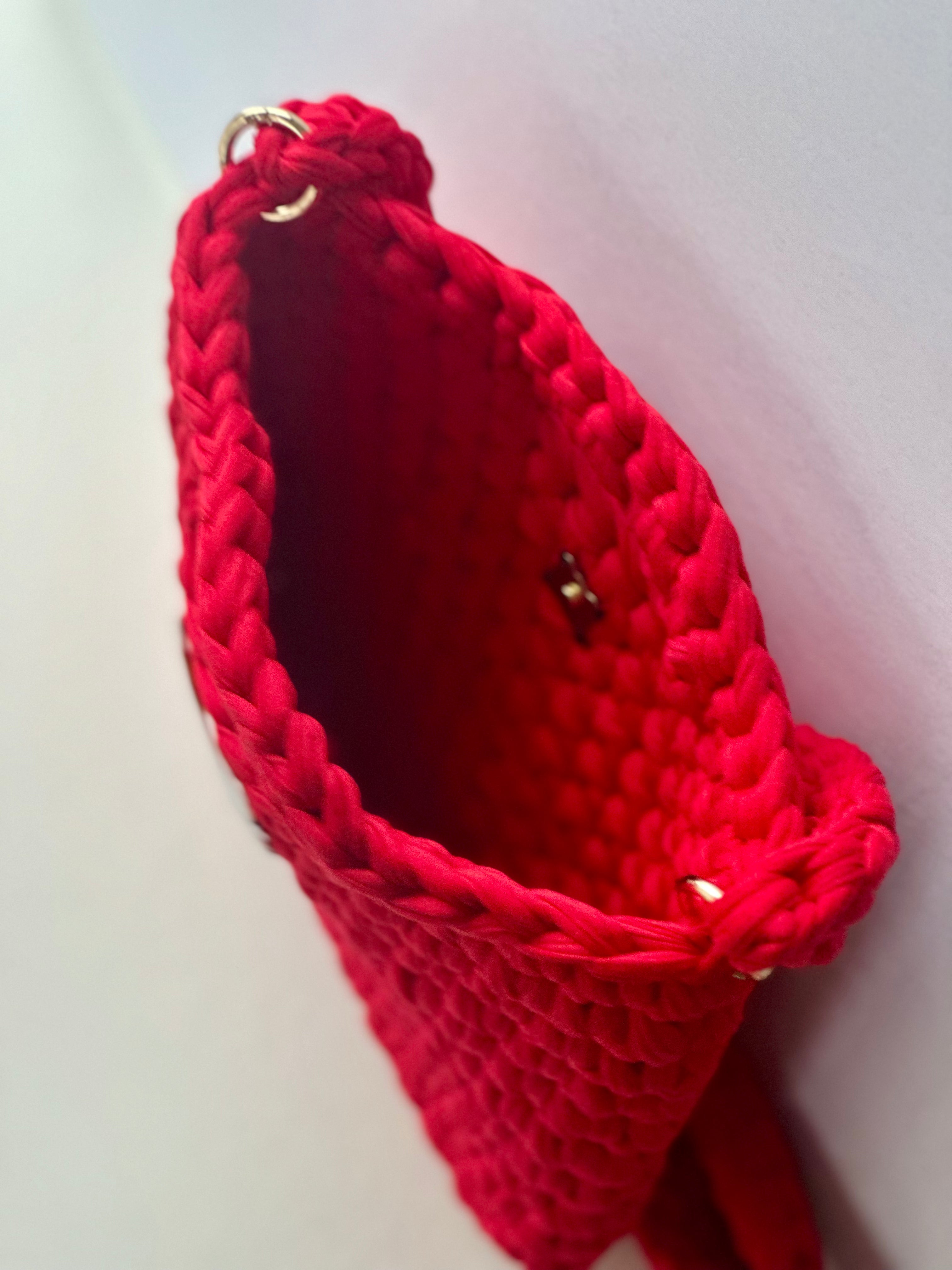 Red Crochet Bag with Detachable Straps | Handmade Luxury Shoulder Bag
