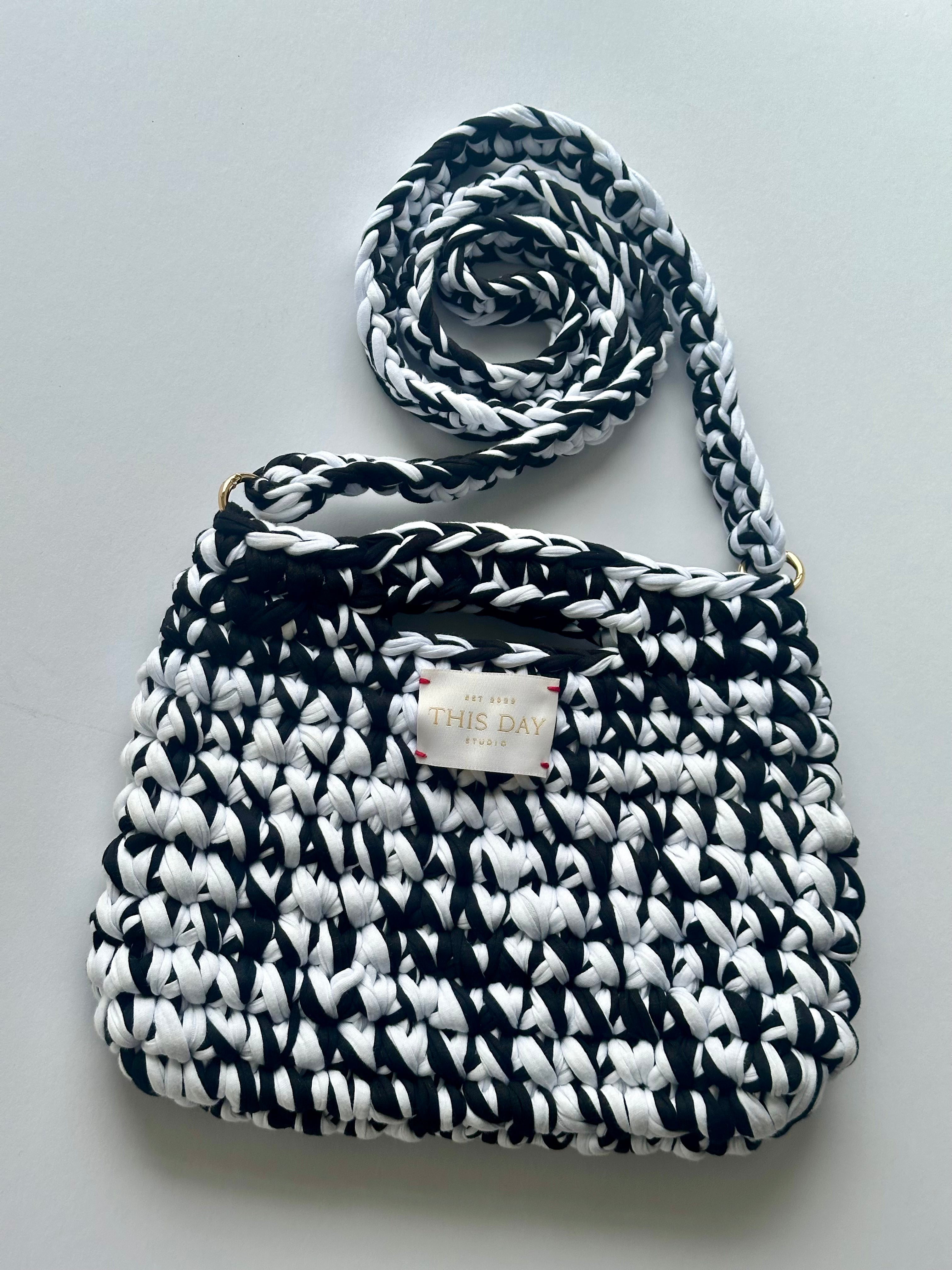 Black and White Crochet Bag | One-Off Handmade Luxury Statement Piece