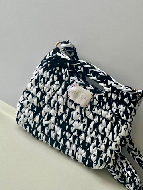 Black and White Crochet Bag | One-Off Handmade Luxury Statement Piece