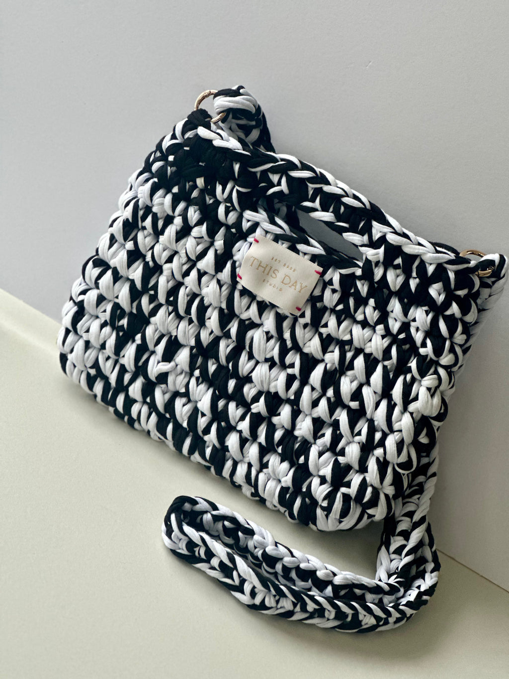 Black and White Crochet Bag | One-Off Handmade Luxury Statement Piece