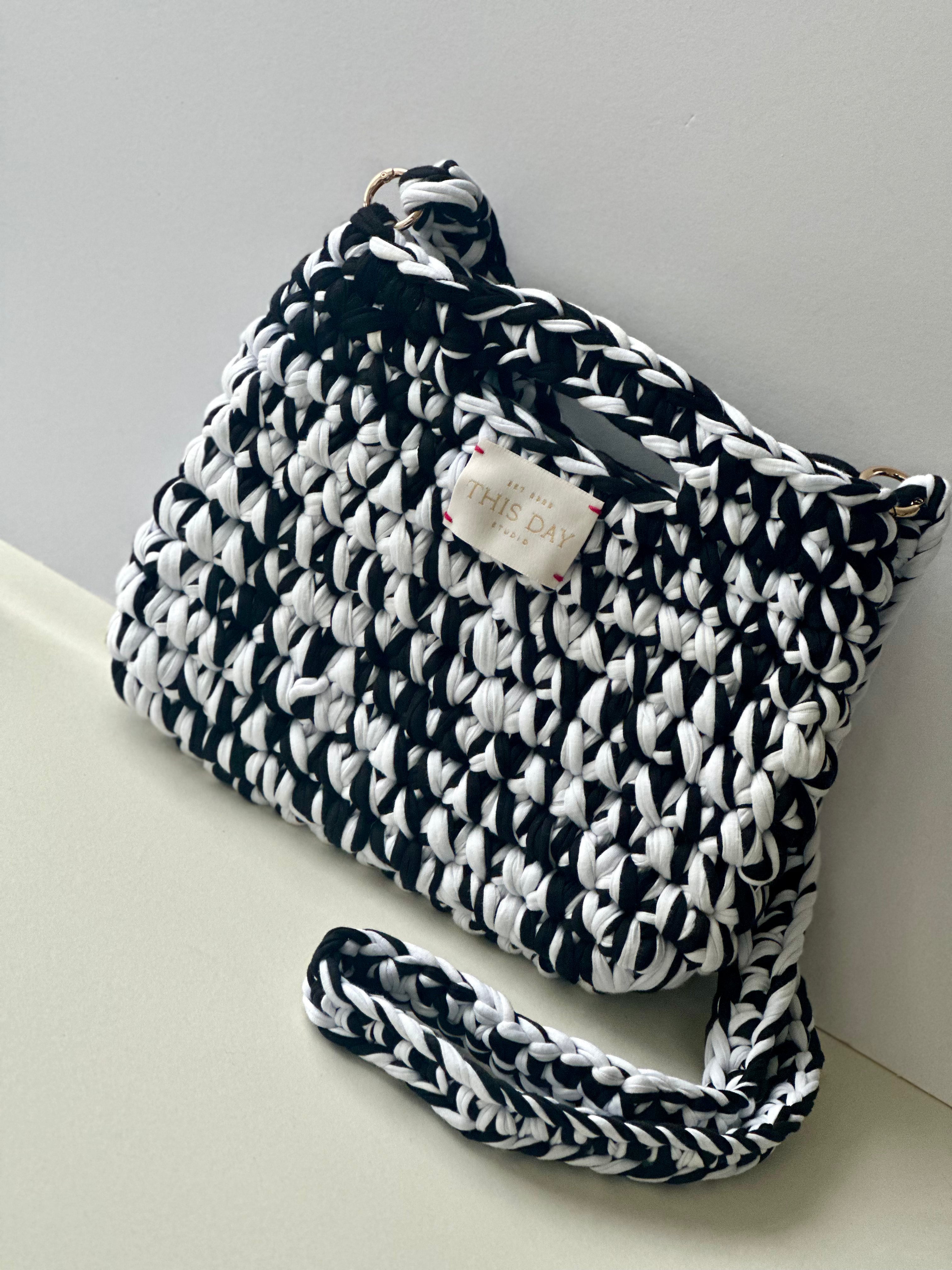 Black and White Crochet Bag | One-Off Handmade Luxury Statement Piece