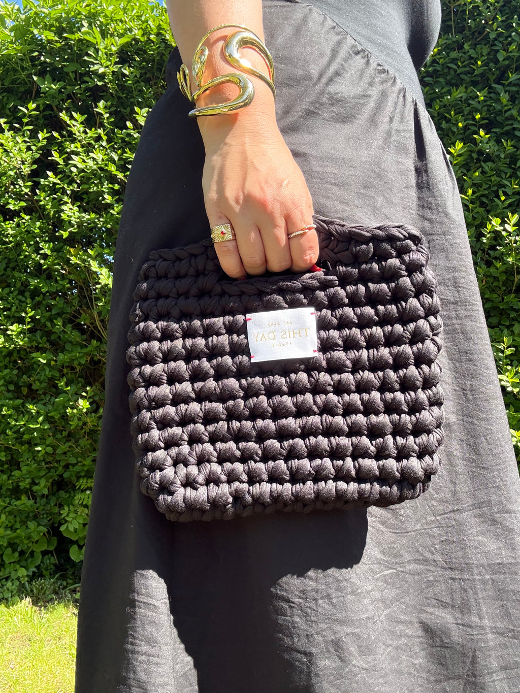 Handmade Black Crochet Bag