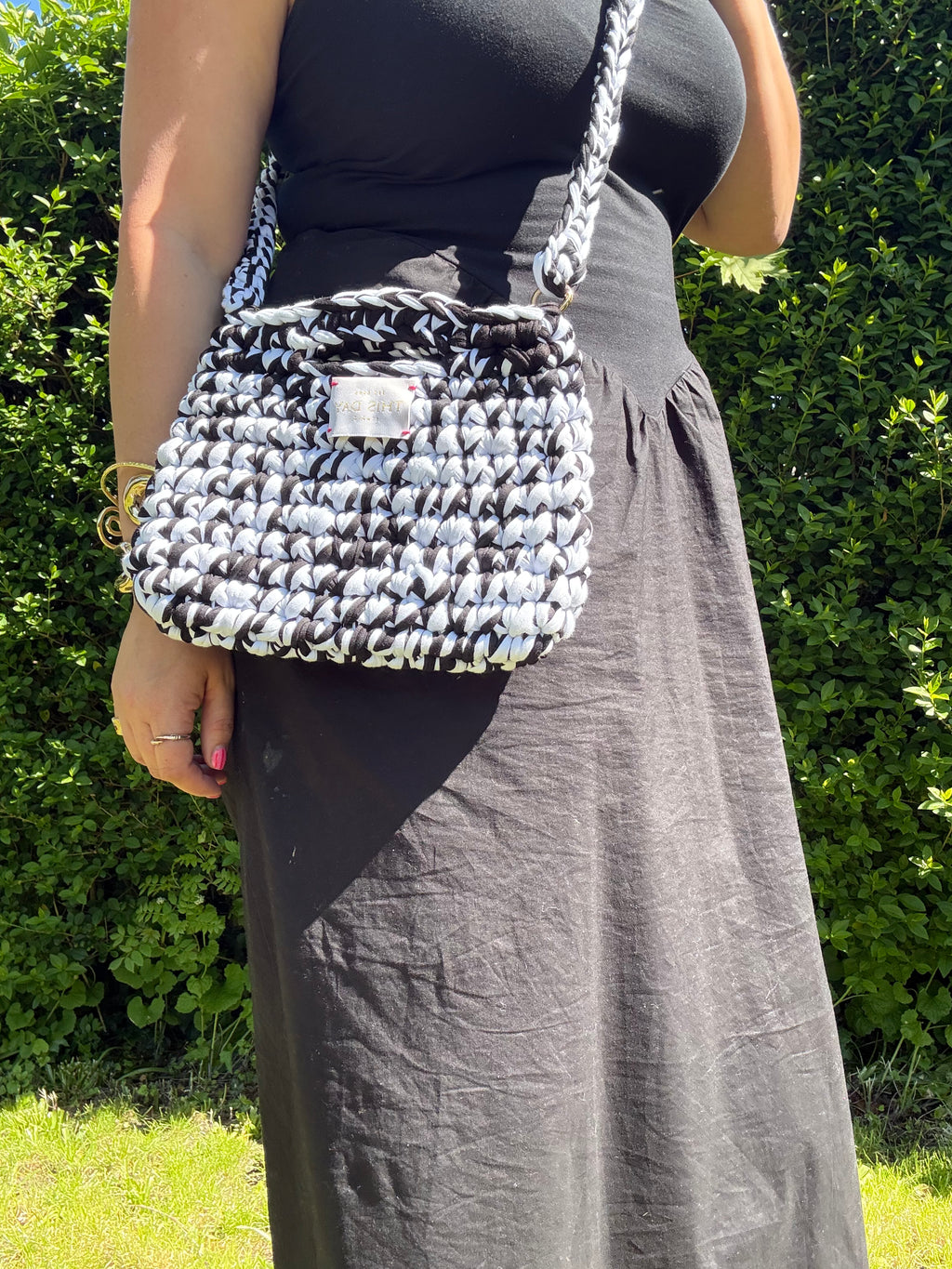 Black and White Crochet Bag | One-Off Handmade Luxury Statement Piece