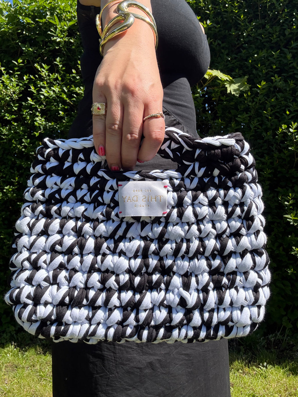 Black and White Crochet Bag | One-Off Handmade Luxury Statement Piece