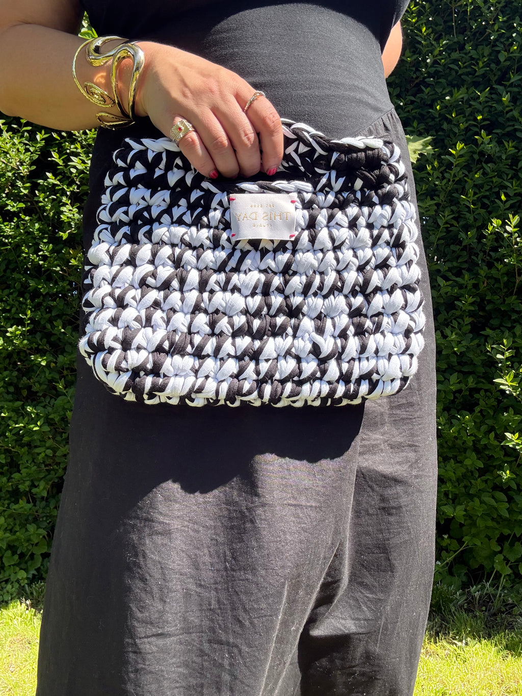 Black and White Crochet Bag | One-Off Handmade Luxury Statement Piece