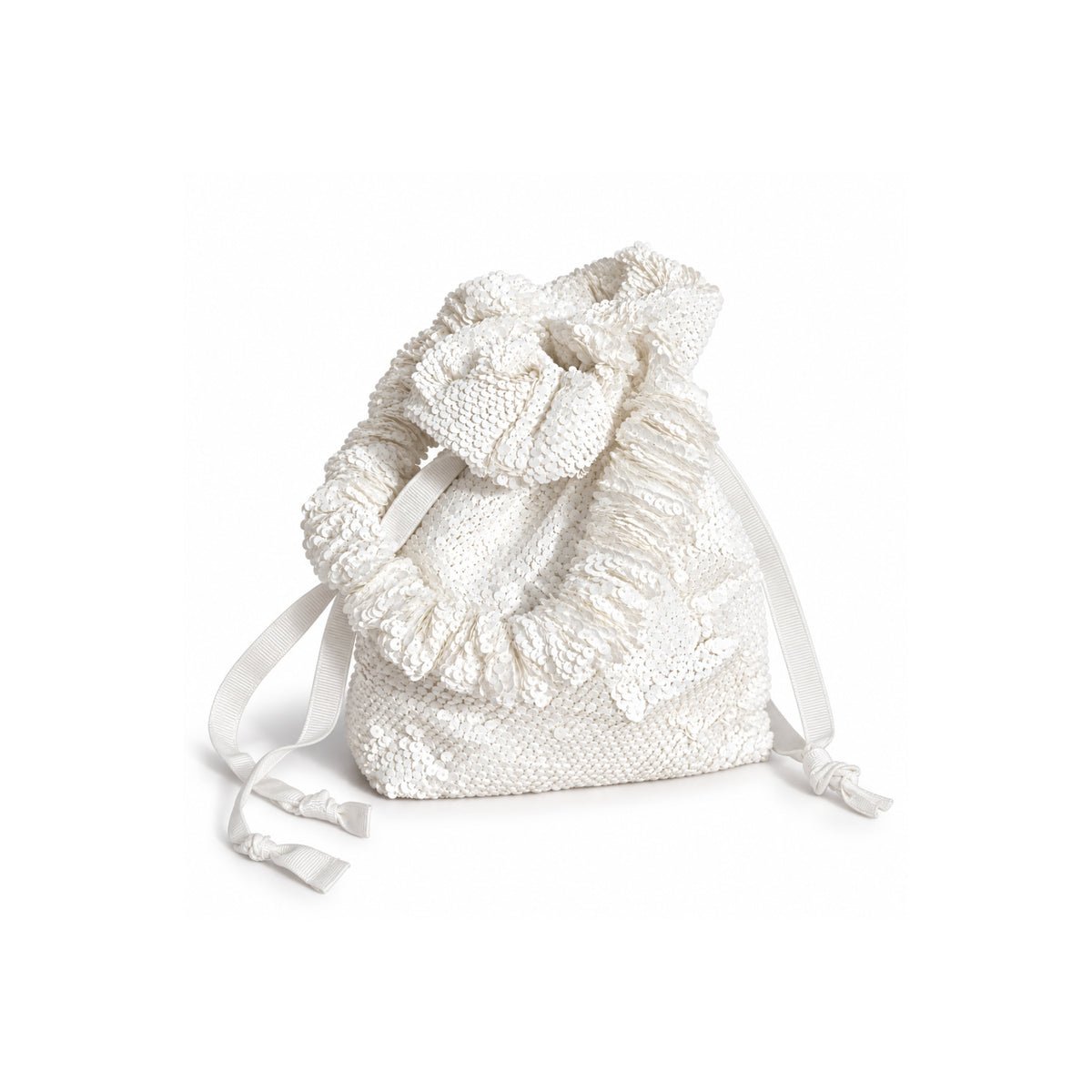 The Aura Blanco | Sequin Drawstring Bag