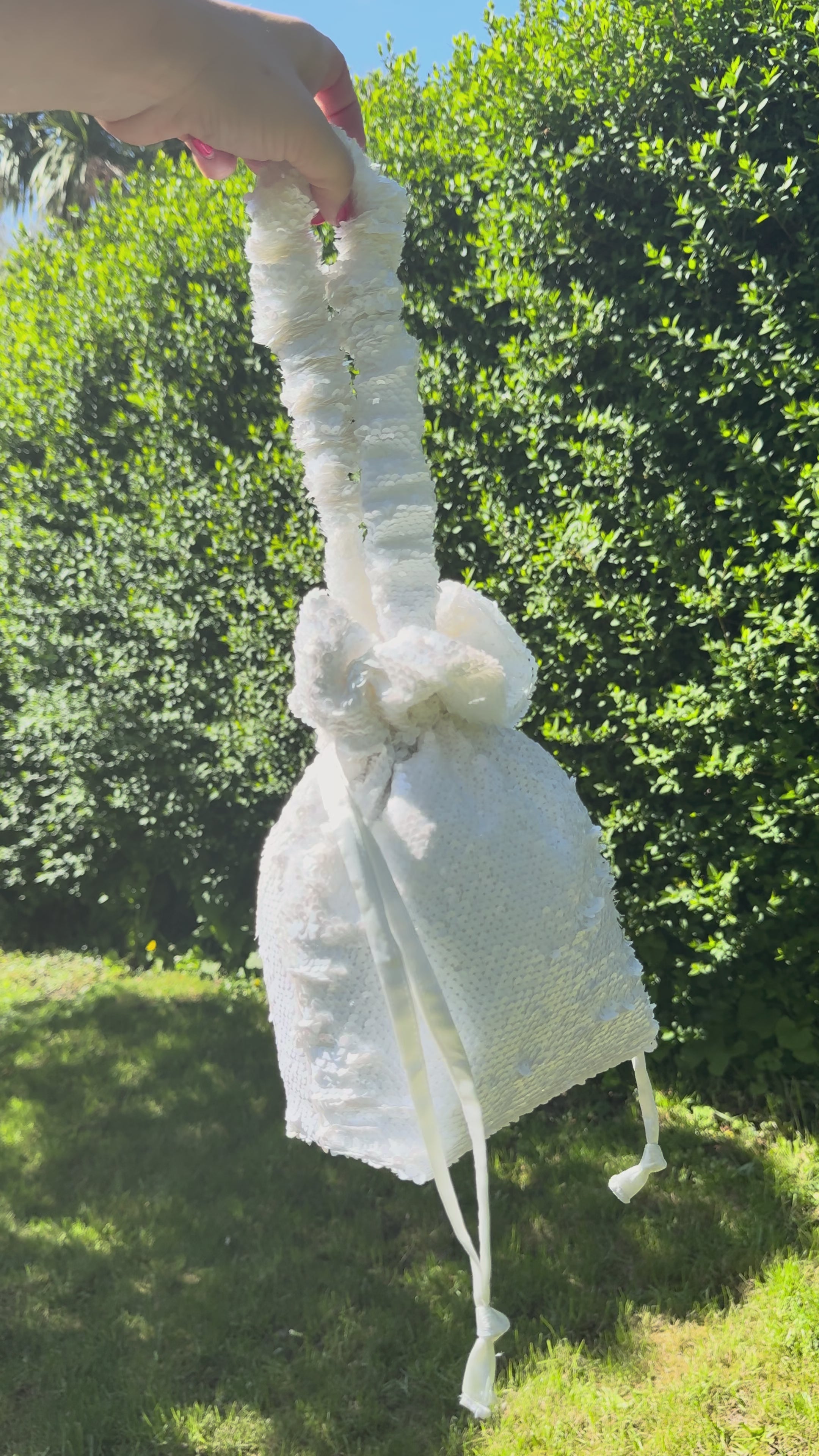 The Aura Blanco | Sequin Drawstring Bag